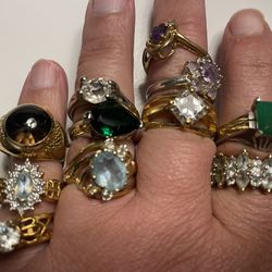 assorted stone silver rings bundle