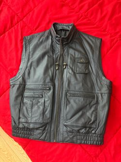 Brown Leather Men’s Vest Italy size L