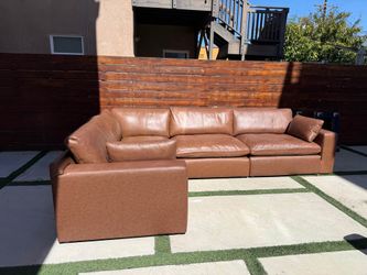 Emilia, 4 piece Top-Grain Brown Leather Sofa (Delivery available)