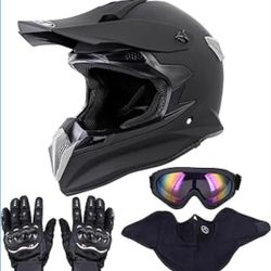 OUMURS Dirt Bike Helmet w/ Goggles And Gloves