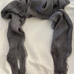 Scarf - Charcoal Grey With Fringe 