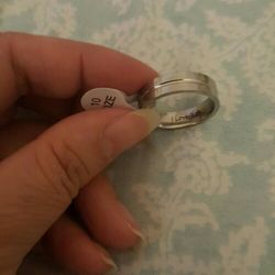 Men's fashion stainless steel Wedding band Marked I love You size 10