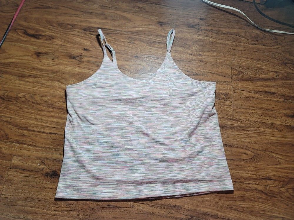 Fit Essentials Women's Multi Colored Striped Workout Crop Tank Top