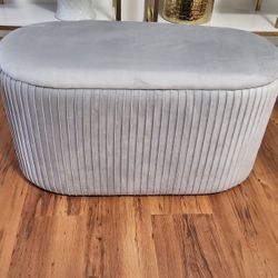 Brand New Grey Velvet Ottoman, In Box