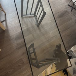 Mid Century Modern Vintage Glass Top Iron Base Coffee Table (set)