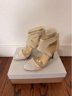 Jessica Simpson Mekos ivory open toe lace heels - women's size 7.5