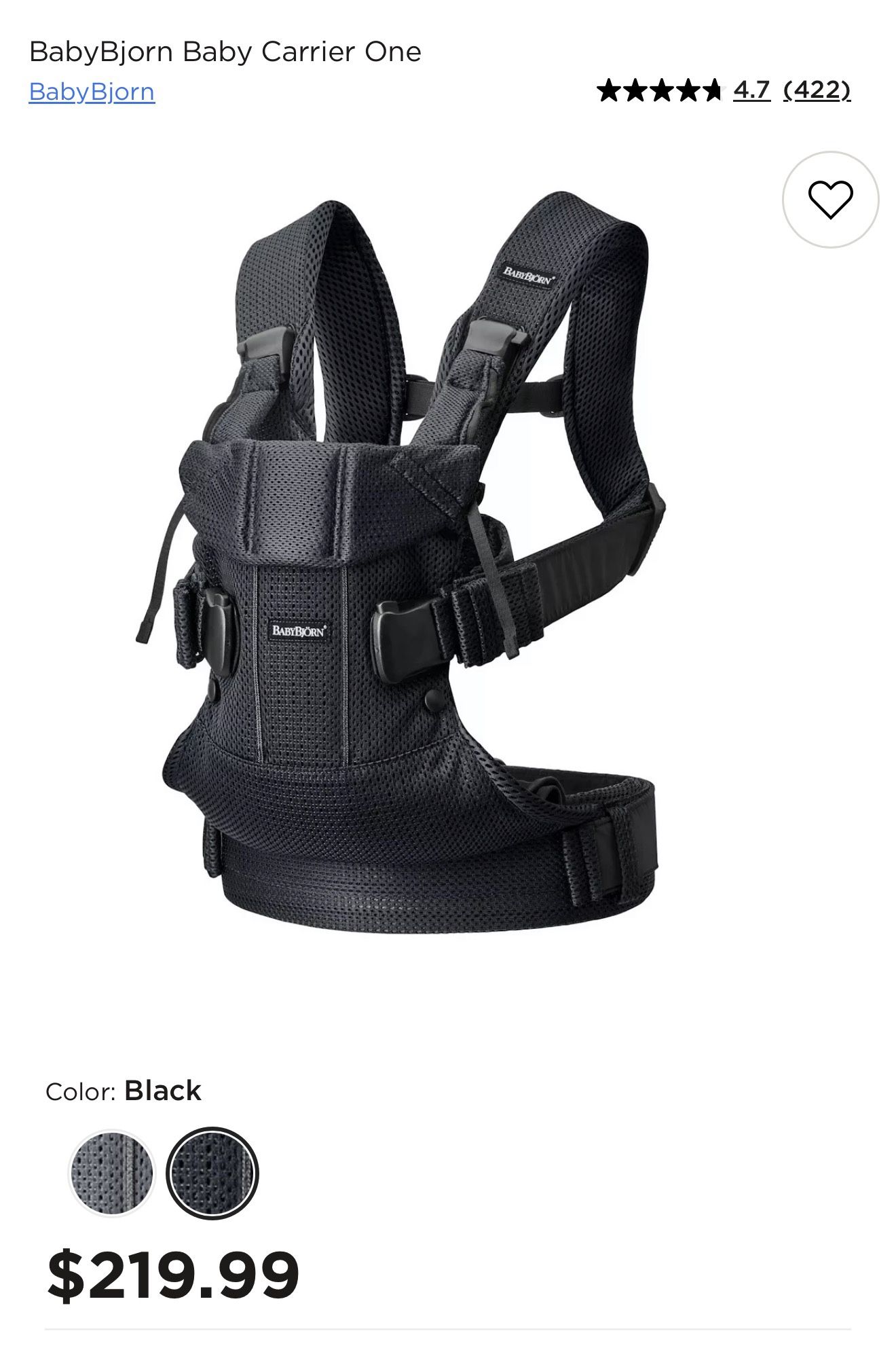 BabyBjorn Baby Carrier One - Black Mesh