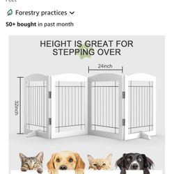 Standing Dog Gate Indoor, 32 inch Dog Fences Indoor for Doorways, 4 Panels Foldable Pet Gate for Stairs with Support Feet