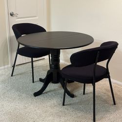 Black Dining Table With 2 Chairs 