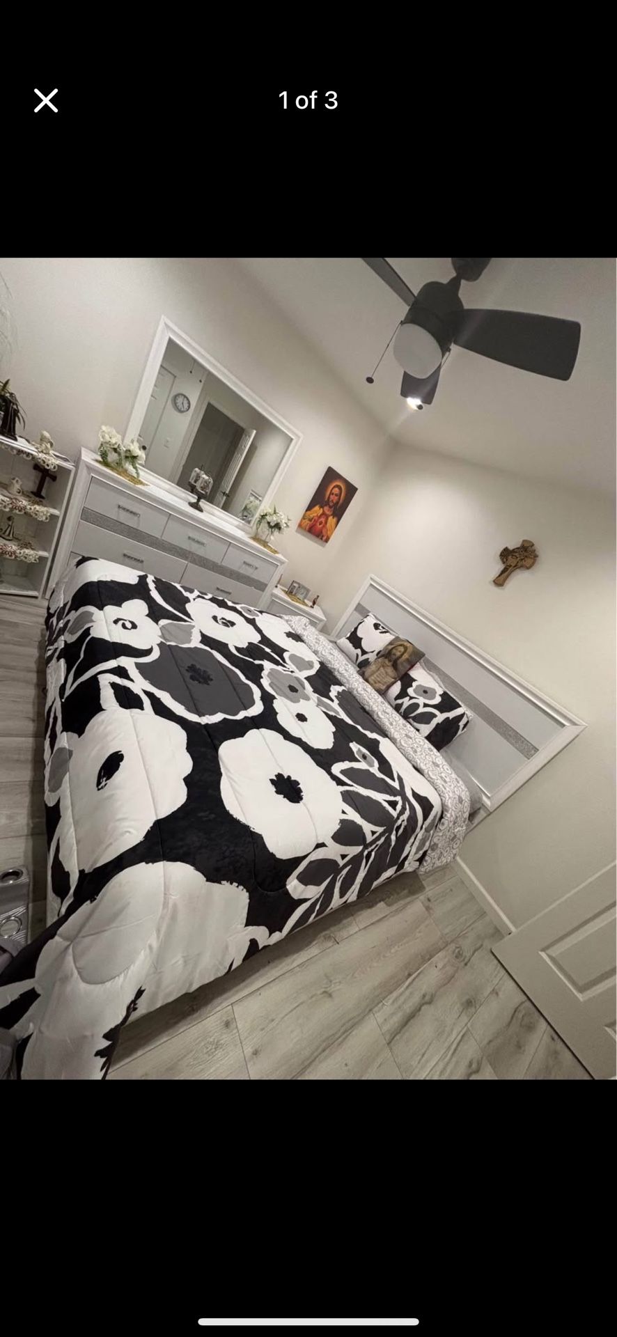 Mona Street 3Piece Californiay King Storage Bedroom Set in White