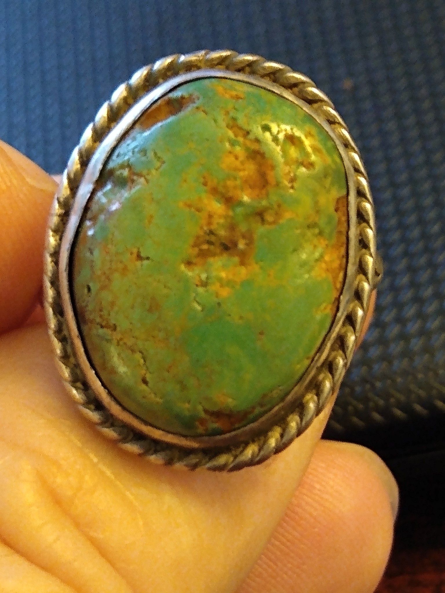 Early 1900's Fox Mine turquoise. RARE Native American authentic ring (SZ9).