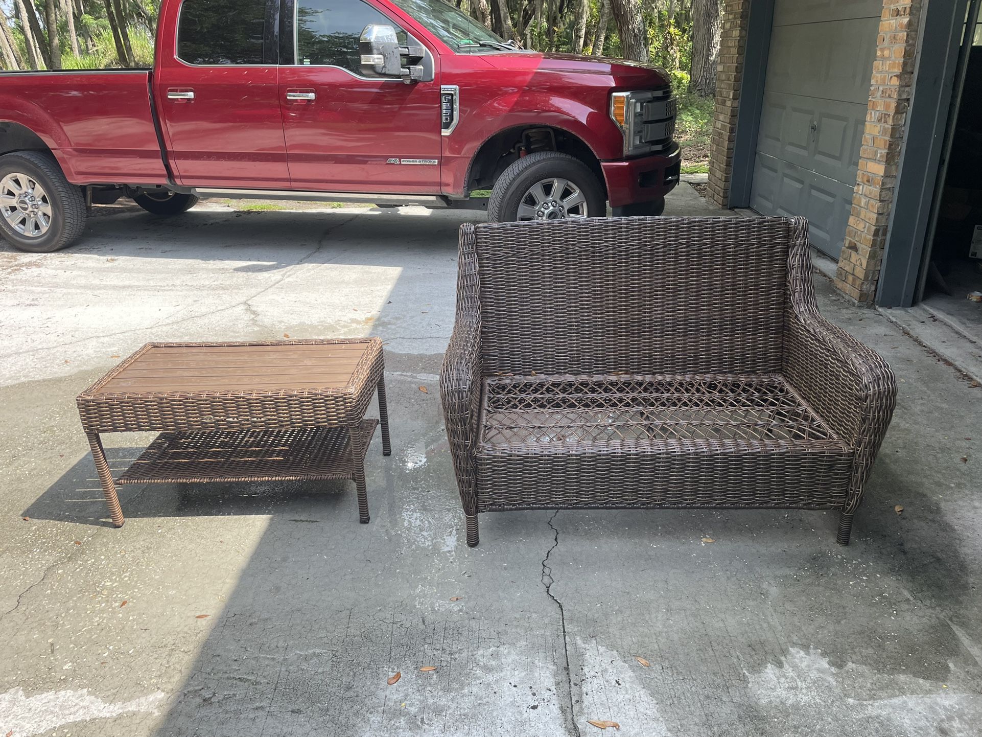 Outdoor Patio Coffee Table With Loveseat By Hampton Bay