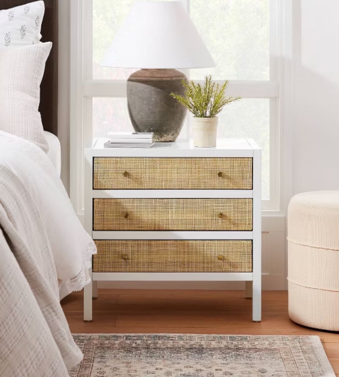 Set of 2 White Woven-Front Nightstands – Studio McGee for Threshold (Orig. $560)