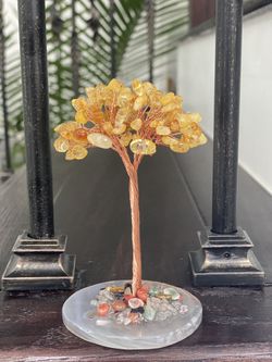 Valentines Day Gift Healing Crystal Tree Gold Color Tree