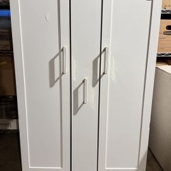 Tall White Accessories Storage Cabinet