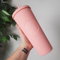 RARE Starbucks Coral Pink Matte Soft Touch Studded Jelly Tumbler 24oz Summer