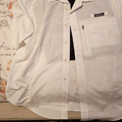 Eddie Bauer Tech Woven Shirt Size Large Color Is White Plus Iron Co Hybrid Tech Woven Cargo Shorts Size 36  Color Is Black Like New Condition 