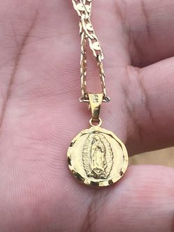 14k Virgin Mary and saint jude double sided pendant