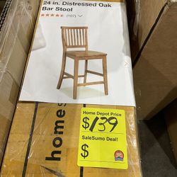 24 in. Distressed Oak Bar Stool 