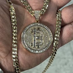 14k premium gold plated pave setting stones pendant and necklace 🔥🔥