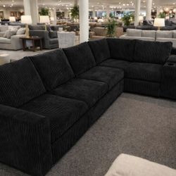 🛋️ NEW!! USB Sectional Corduroy Grey L Shapes Sofa STILL IN BOX 📦 🛋️ 