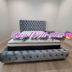 NEW QUEEN BED FRAME AND MATTRESS 