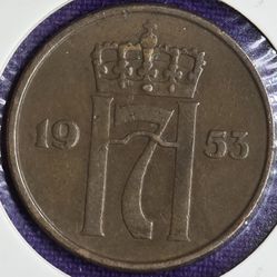 1953 Norway 5 Ore Coin