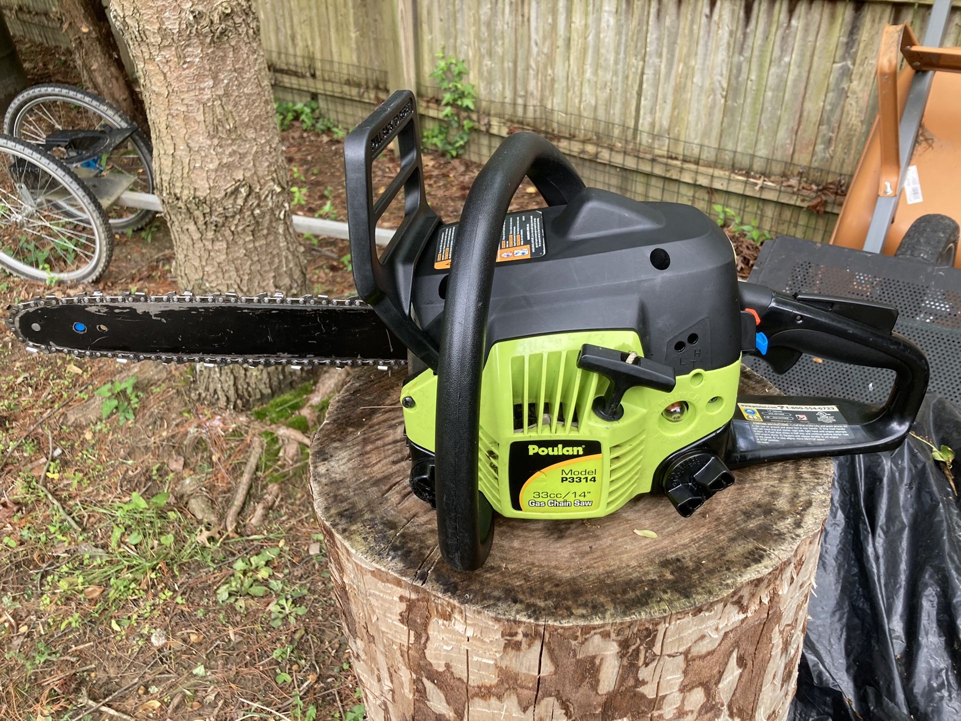 Poulan gas 2024 chainsaw model p3314