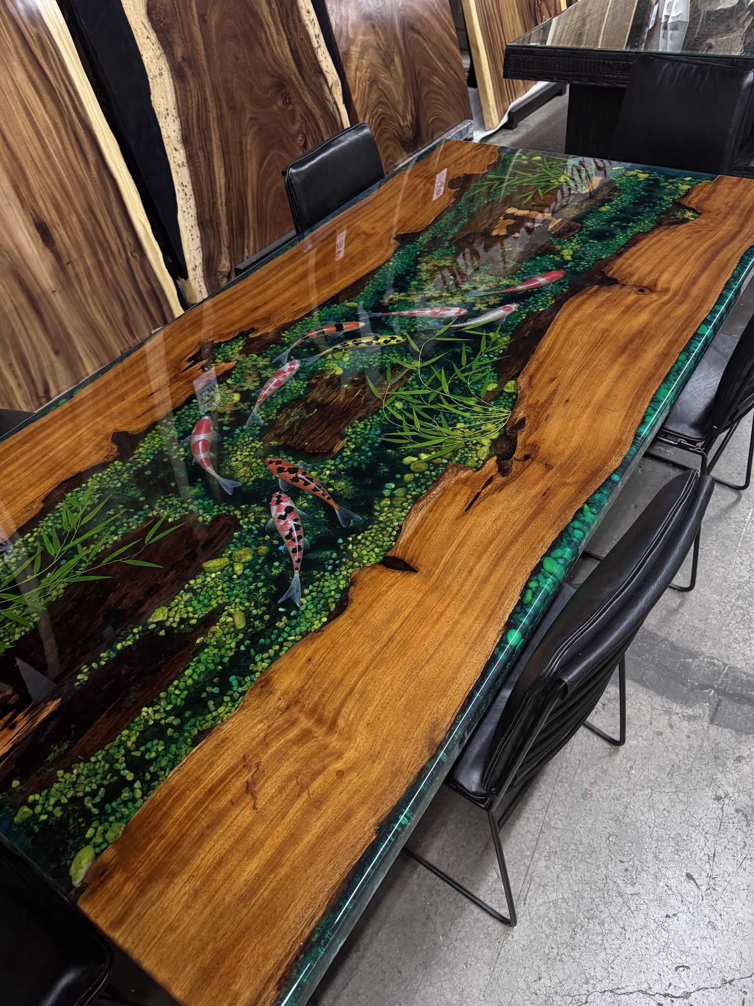 Koi Resin Dining Table With Metal Legs