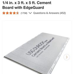 50% OFF - USG Durock 1/4" x 3×5 Cement Board w/ EdgeGuard - 60 pcs Approx
