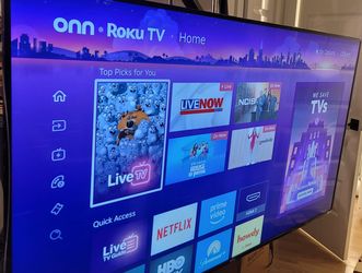 65" 4K Roku TV on Rolling Stand
