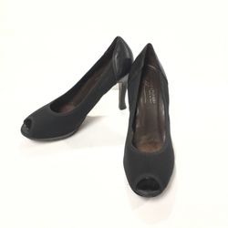 Donald J Pliner Zorya Black Peep Toe Heels 9.5