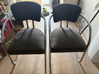Set Of 2 Cushioned Chairs With Aluminum Arm Wrap