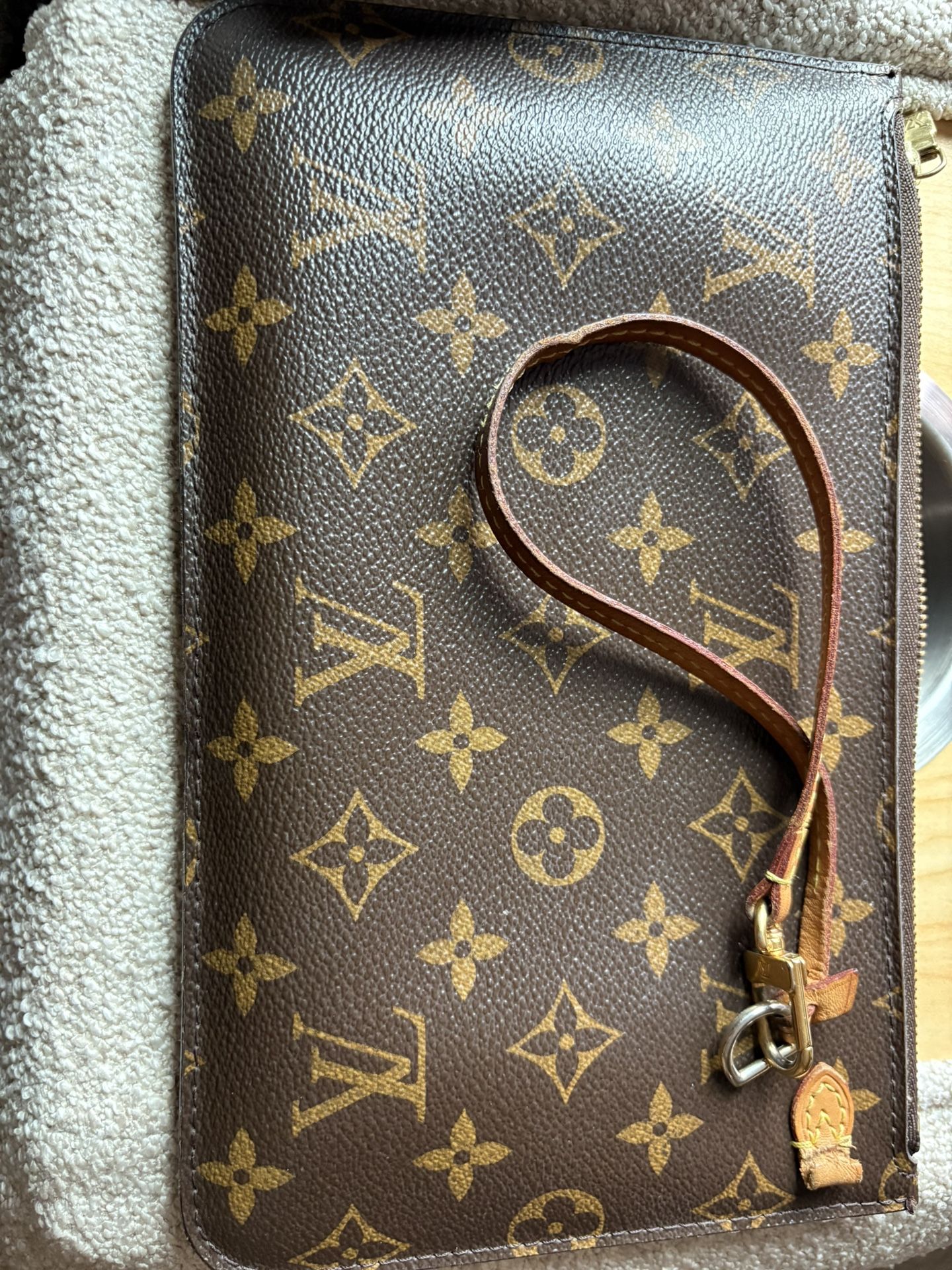 Brown Louis Vuitton Monogram Pouch and Black Louis Vuitton Victorine Wallet