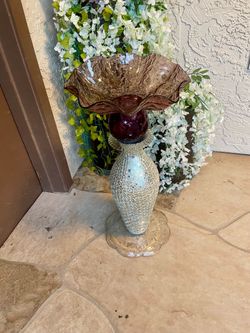 Glass garden art/Birdbath