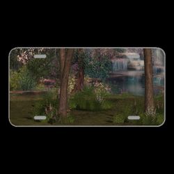 License Plate Novelty Car Front Background Composing Water Waterfall