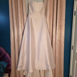 Pink Mikado Strapless Wedding Gown With Train By Michealangelo Size 12