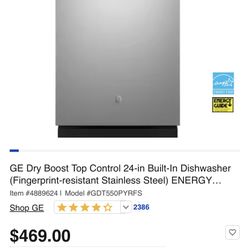 GE Dry Boost Top Control 24-in Built-In Dishwasher (Fingerprint-resistant Stainless Steel) ENERGY