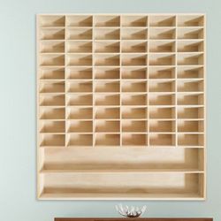 62-Grid Wood Display Case for 1:64 Car Model Toy Storage Rack Wall Mount Holder