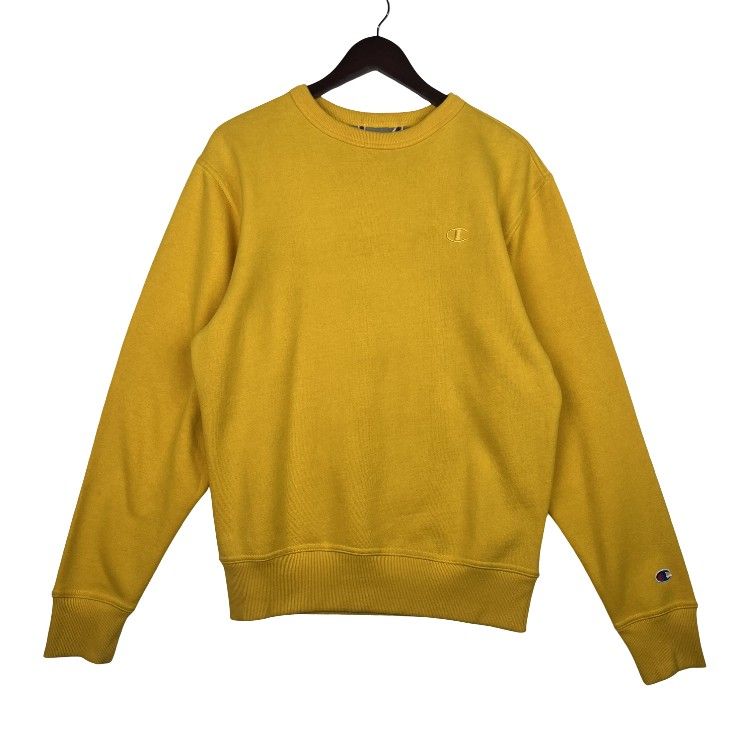 Champion Crew Neck Pullover Sweatshirt Yellow Logo SZ Medium