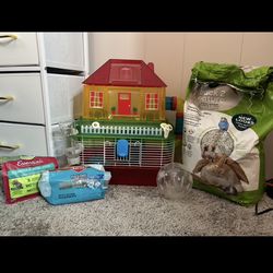 Full hamster set:  food and bedding included 