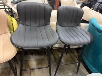 30 inch Set of 2 Gray Faux Leather Bar Stools