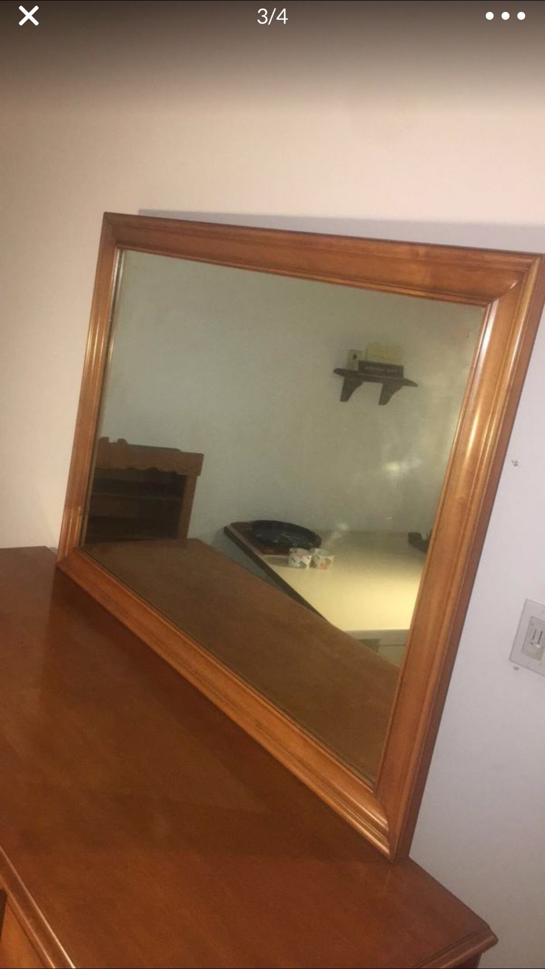 1970’s solid wood dresser with Mirror 