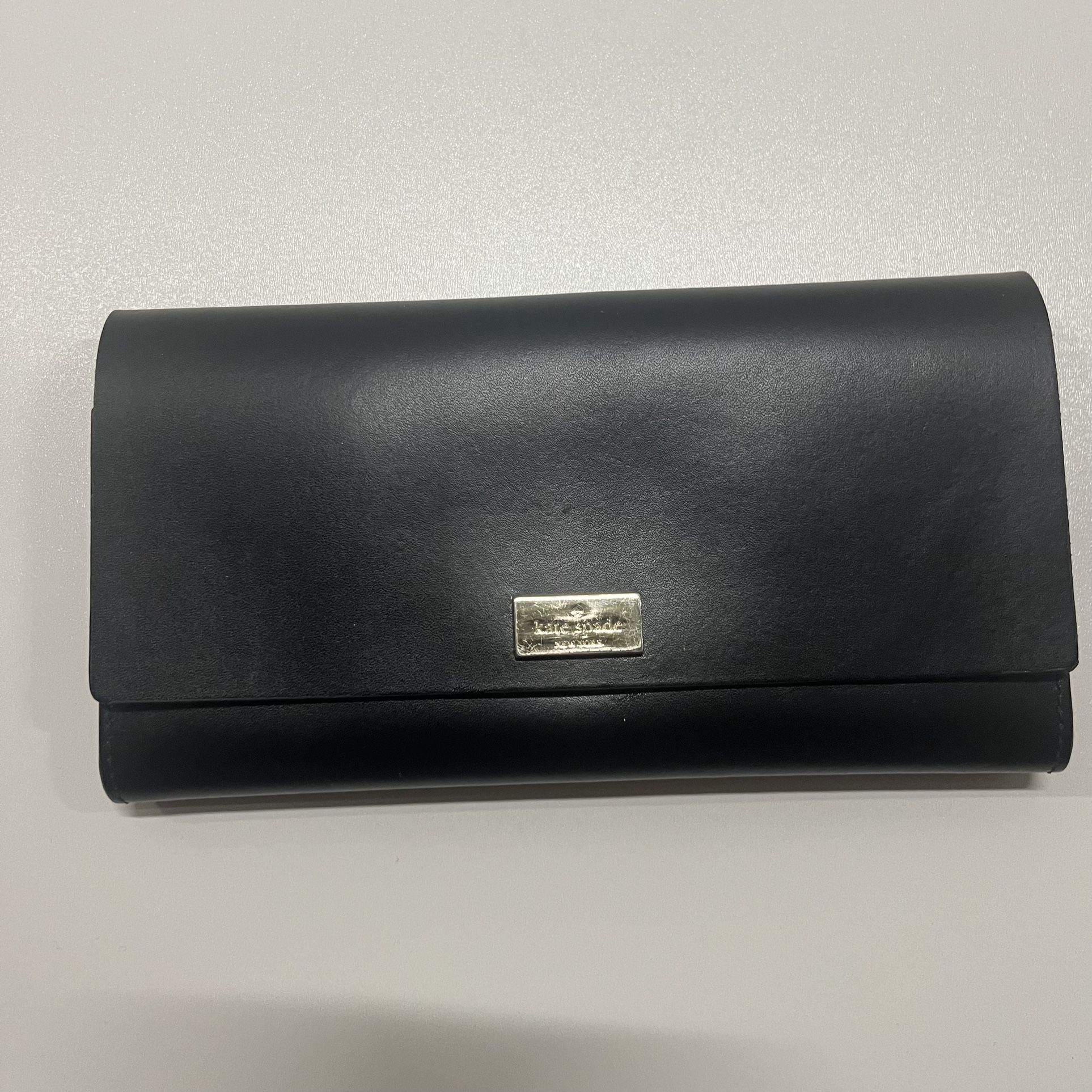 Kate Spade Pim Arbour Hill Leather Flap Wallet Black and Pink