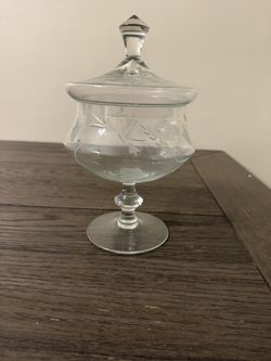 Vintage Etched Glass Candy Jar