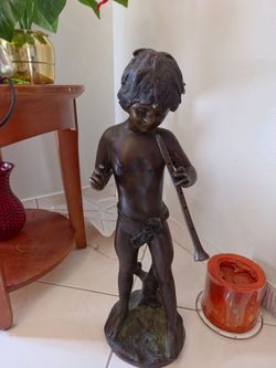 Charmeur" (Boy with Flute) Bronze Sculpture by Auguste Moreau
