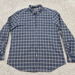 Burberry Brit Shirt Men XL Blue Plaid Button Front Long Sleeve Casual READ 