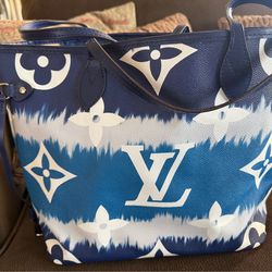 Authentic Louis Vuitton Neverfull MM – Blue Escale (Tie-Dye)