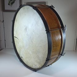 Vintage 28” Marching Bass Drum Antique Wood Parade Drum Decor