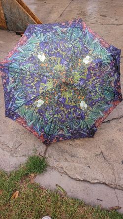 Irises Flowers by Vincent Van Gogh Compact Travel Umbrella Black Blue Free Ship